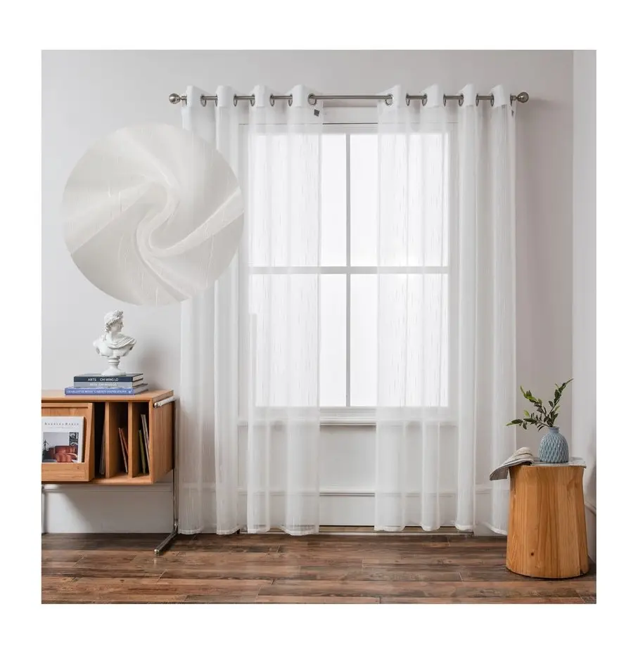 Vải tuyn trắng đồng bằng Voile vải 140*240cm Grommet cửa sổ hàng đầu tuyệt Rèm cho khách sạn