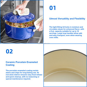 Olla ovalada de hierro fundido esmaltado de alta resistencia con doble asa para cocinar salsas, horno holandés de hierro fundido esmaltado - Product Image 5