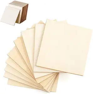Basswood Plywood 4 inch Squares Wood Sheets for DIY for House Aircraft Ship Boat Arts and Crafts School Projects Coasters