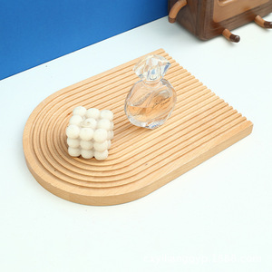 Nordic Style Water Ripple Wooden <b>Tray</b> Beech Wood Natural Color Serving <b>Tray</b> For Home Hotel <b>Tea</b> Coffee - Product Image 2