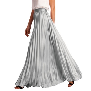 กระโปรงยาวผ้าไหมผ้าซาตินจีบสำหรับผู้หญิงดีไซน์แบบหลวม - Product Image 3