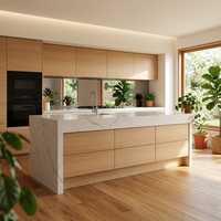 Îlot de cuisine moderne modulaire avec évier, personnalisation complète de la maison, conception gratuite sur mesure