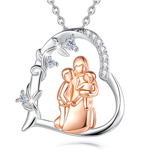 Collana Merryshine in Argento Sterling 925 con Scritta 'Ti Amo per Sempre' per Madre e <span class=keywords><strong>Tre</strong></span> Figlie, Regalo per la Mamma - Product Image 1