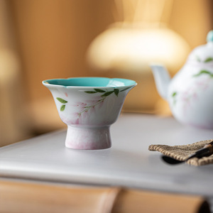 Guanlan Hand-Painted Wisteria Flower Stem Teacup Porcelain Cone Shape Master Cup For Kung Fu <b>Tea</b> <b>Set</b> - Product Image 3