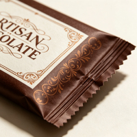 Sachet d'emballage alimentaire personnalisé écologique thermoscellable marron mat avec feuille d'or pour chocolat
