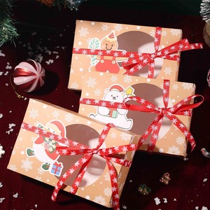 4pcs packing kraft paper candy biscuit box Christmas new kraft paper gingerbread box PVC <b>window</b> candy gift box - Product Image 3