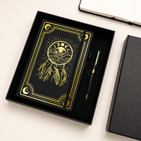 Coffret Cadeau Carnet avec Journal A5 ligné, Stylo et Motif Céleste Doré pour Cadeaux d'Entreprise