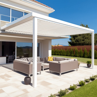 Pérgola Bioclimática Personalizable y Ajustable para Exteriores, con Techo de Láminas Impermeable, Plegable, de Aluminio con Luz