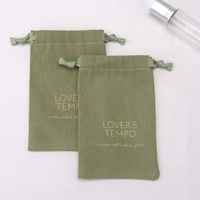 Logo personnalisé imprimé vert coton lin grattoir sac à poussière Promotion cordon mousseline pochette cadeau en gros