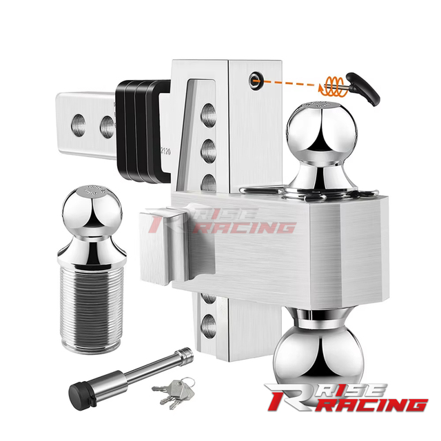 Rise Factory Wholesale Aluminum Alloy Tow Hitch with Dual Ball Adjustable Trailer Hitch Fits 2-Inch Receiver