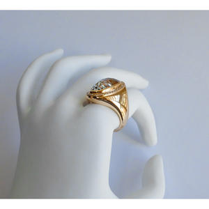 Gold Plated Gemstone <b>Ring</b> Pave Setting Women's Party Jewelry Fashion <b>Statement</b> Piece - Product Image 4