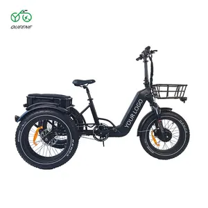 QUEENE 48v 500w 750w Foldable High Speed 20*4 Inch Fat Tire E-trikes Electric Tricycles With Basket