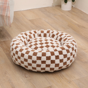 Indoor Cute Modern <b>Donut</b> Small Dog <b>Bed</b> Blue Calming Faux Fur Jacquard Shaggy Plush Anti Slip Bottom Removable Washable - Product Image 5