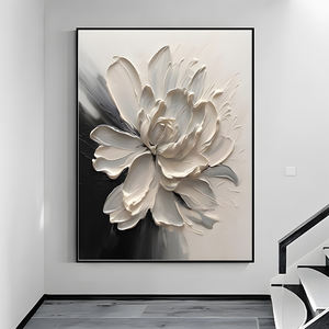 Pintura de pared impermeable moderna al por mayor personalizada pintura al óleo de Arte de pared de flores blancas - Product Image 1