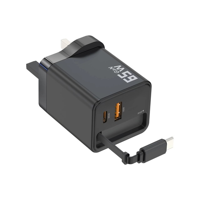 GaN 65W Fast Charging USB C Wall Charger Portable PD Adapter for iPhone Compatible Samsung Laptop Mobile Devices