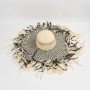 Sombrero de Sol de Moda para Mujer, Estilo Informal, con Borde Crudo, Ala Ancha, para Vacaciones en la Playa, Dos Tonos, Tejido de Papel, Estilo Floppy, Novedad 2024 - Product Image 2