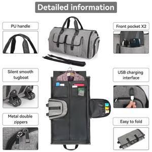 Nhà máy tùy chỉnh 2 trong 1 treo vali phù hợp với túi du lịch phụ nữ chuyển đổi túi may mặc mang theo túi Duffel may mặc - Product Image 6