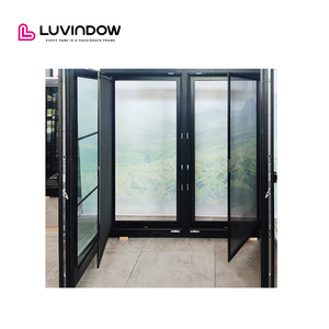 Fenêtre à battants en bois français de couleur noire, résistante aux chocs et insonorisée, avec un design de grille, <span class=keywords><strong>prix</strong></span> de gros du fournisseur Luvindow - Product Image 2