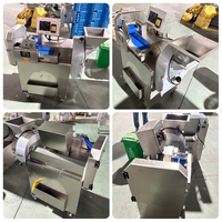 Cortadora de Verduras Multifuncional Comercial Totalmente Automática, Rebanadora y Cortadora en Cubos con Humectación Constante para Cantinas