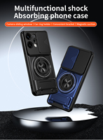 Casing Ponsel dengan Ring Magnetik Kuat dan Penutup Kamera Geser untuk OPPO Reno 14 15 Pro Max F 5G Global, Anti Benturan