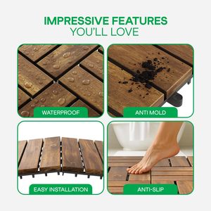 Dalles de terrasse emboîtables Idzo 9,6 pieds carrés 10 pièces Dalles de revêtement de sol imperméables pour patio Intérieur/extérieur <span class=keywords><strong>Motif</strong></span> rayé 11,81x11,81x0,91 - Product Image 4