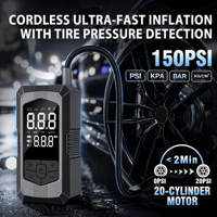 Compresseur d'air portable ABS pour gonflage de pneus, 150 PSI, manomètre numérique, arrêt automatique, gonflage rapide pour