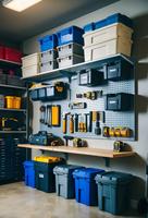 Boîtes de rangement en plastique avec couvercle, bacs organisateurs verrouillables, bacs utilitaires empilables pour garage, remise, maison, bureau, étagère de présentation