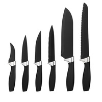 Ensemble de couteaux de cuisine en acier inoxydable 15 pièces, très vendu, avec manche long en plastique électroplaqué, tranchant, antiadhésif et peint, pour chef