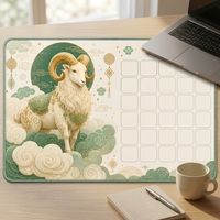 Tapis de bureau calendrier Année du Chèvre en PVC givré, support de planification personnalisé pour la décoration de bureau