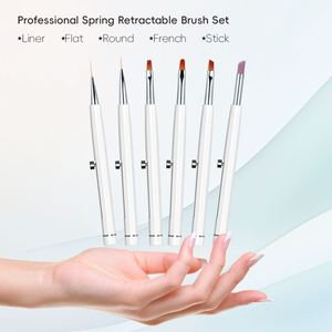High-end Customized 6pcs <b>Set</b> Multi-function Nylon Cuticle Cuticle Pusher Nail Retractable Acrylic Nail Brush Nail Brush - Product Image 6