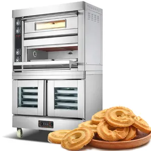 Commercial Two layer Four tray Electric Baking Oven with fermentation box Multifunctional combination Custom Bakery Equipment