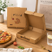 Boîte à pizza en papier kraft écologique avec logo personnalisé, boîte à pizza en carton ondulé pour la restauration à emporter, emballage alimentaire, usine OEM