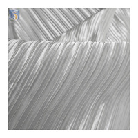 Tissu satiné imitation soie charmeuse doux, polyester, rayures fines 0,5 cm, plissé accordéon, blanc, pour mariage