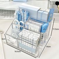 Organisateur de bureau moderne et minimaliste de style Ins, en plastique transparent, pour bloc-notes, avec plusieurs compartiments, boîte de rangement à 5 grilles