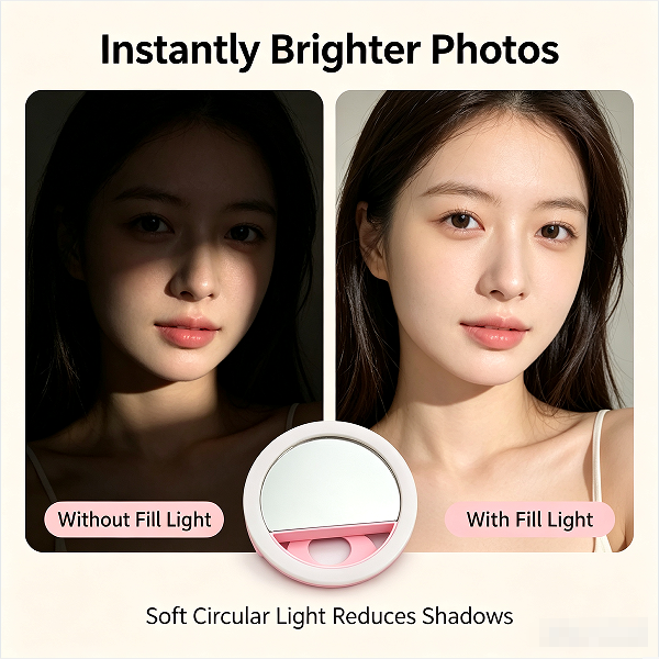 Durable Portable Clip-On LED Selfie Ring Light USB Rechargeable Mini Fill Light for Phone Video Conference Zoom Makeup Laptop