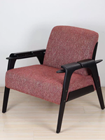 Fauteuil scandinave de style mid-century, structure en bois massif, tissu rembourré, chaise longue pour salon, appartement, hôtel, maison
