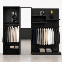 Meuble de rangement encastré sur mesure en acier inoxydable blanc avec miroir et étagères suspendues OEM