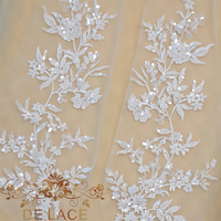 DELACE JB Simple Élégant Feuille Perlé Paillettes Patch Broderie Dentelle Applique Robe De Mariée DIY Fleur Paires