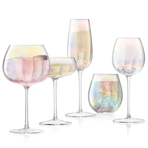 Nuovo arrivo di lusso iridescente stoviglie vino Champagne Cocktail Decanter in vetro senza stelo Set all'ingrosso