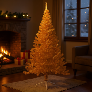 Sapin de Noël artificiel en PET doré de 1,80 m pour décoration intérieure - Product Image 2