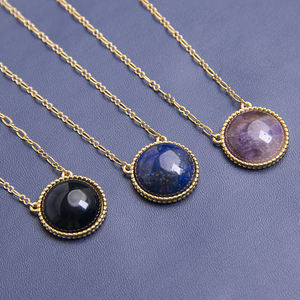 Cadena de acero inoxidable con colgante de piedra Natural, collar de oro de 18 quilates con diseño de ojo de Tigre y Aventurina verde - Product Image 3