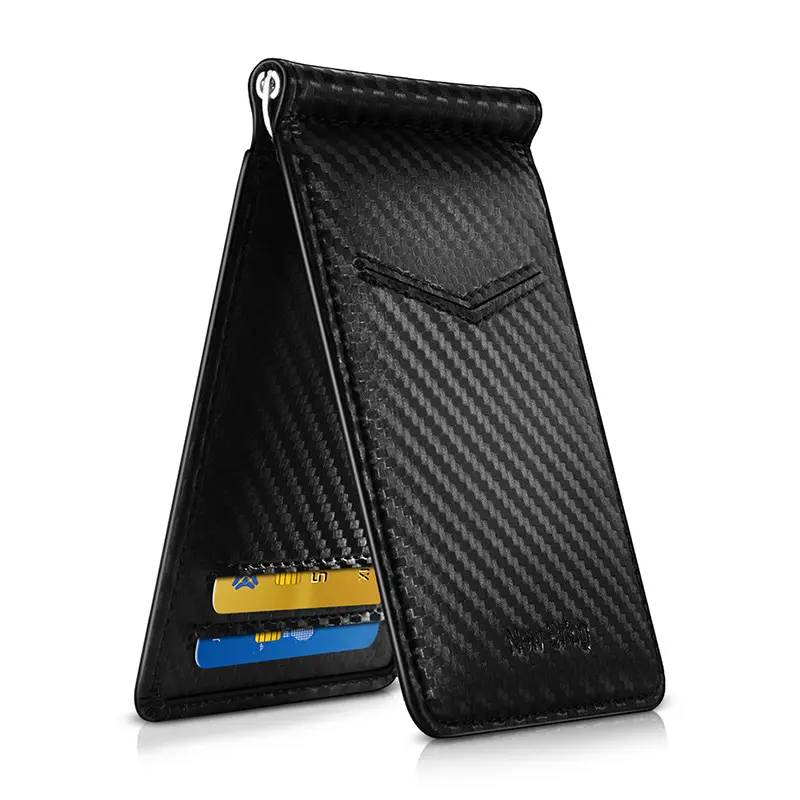Minimalist karbon Fiber hakiki deri sürücü lisansı deri tutucu RFID engelleme çok fonksiyonlu kartlıklı cüzdan