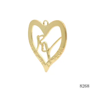 Toptan özel altın marka logo etiketi metal kalp şekli çanta için metal plakalar etiketleri