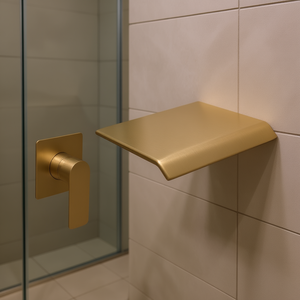 Grifo de ducha de cascada de pared en oro cepillado, 1 manija, 1 orificio, diseño moderno para baño - Product Image 2