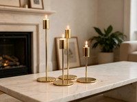 Porte-bougie conique en métal doré |   Ensemble individuel ou personnalisé |   Plusieurs hauteurs |   Décoration de mariage et de la maison