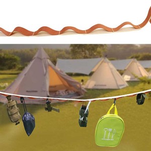 Cuerda para Tender Ropa de Camping, 6.6M, Ajustable, Multifuncional, Tipo Gancho, Rectangular, Color Caqui, para Uso en Tiendas de Campaña - Product Image 1
