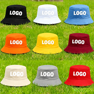 Custom Logo Embroidered Wide Brim Reversible Bucket Hat Wholesale Bulk Cotton <b>Plain</b> Double Side Fisherman <b>Cap</b> for Men Women - Product Image 1