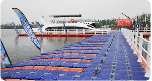 เรือท้องแบนแบบเป่าด้วย HDPE สำหรับเรือมอเตอร์ไซต์กรงวัฒนธรรมแท่นวางท่าท่าเทียบเรือสะพานพร้อมชิ้นส่วนลูกสูบพลาสติก - Product Image 2