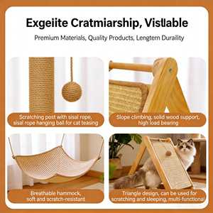 बिल्ली खरोंच बोर्ड घोंसला एकीकृत पहनने-प्रतिरोधी पाइन त्रिकोण ठोस लकड़ी बिल्ली चढ़ाई रैक हेम्प पैड-छोटे अंतरिक्ष के अनुकूल पालतू - Product Image 2