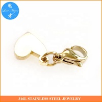 Clip coeur en acier inoxydable sur breloque couleur or 9*8*1mm, fermoir 10mm